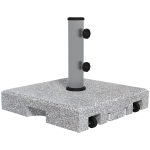 Outsunny Base per Ombrellone da 28kg in Granito con Maniglia Estensibile e Rotelle, 41x41x37.5cm, Grigio