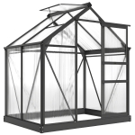 Outsunny Serra da Giardino in Policarbonato e Alluminio con Porta Scorrevole e Finestra, 190x132x201 cm, Grigio