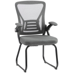 HOMCOM Office Chair, Ergonomic Desk Chair No Wheels with Mesh Backrest and Steel Legs for Home Conference Room, Dark Grey