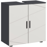 kleankin Under Sink Bathroom Cabinet, Bathroom Sink Cabinet with Soft-Close Doors, Adjustable Shelf, 10 x 20cm U Shaped Cut-Out, Storage Cupboard for Basin without Pedestal, Light Grey