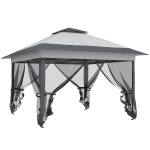 Outsunny Tonnelle barnum de jardin pop-up pliant acier polyester moustiquaires + sac de transport à roulettes gris