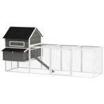 PawHut Gallinero Madera Grande Exterior con 2 Nidos Corral Techo Asfáltico Bandeja Extraíble Rampa 347x160x150 cm Gris Oscuro