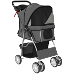 PawHut Carrito para Perros Pequeños con Cesta de Almacenaje Portavasos Ruedas y Cojín Lavable 77x44x102 cm Gris Oscuro