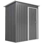 Outsunny Capanno Attrezzi con Tetto Inclinato e Porta Scorrevole, in Acciaio e PP, 163x89x182 cm, Grigio Chiaro