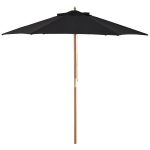 Outsunny Sonnenschirm Ø 250 cm, Sonnenschirm mit Seilzugmechanismus Balkonschirm Strandschirm aus Bambus windfest Marktschirm Sonnenschutz für Balkon Terrasse Garten, Schwarz
