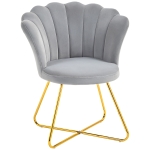 HOMCOM Fauteuil coquillage chaise coiffeuse fauteuil en velours fauteuil de salon avec pieds en acier 69 x 64 x 80 cm gris