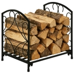 Outsunny Portalegna per Camino da Interno ed Esterno in Metallo, 50kg di Legna, 39.5x31.5x39.5cm - Nero