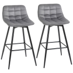HOMCOM Conjunto de 2 Taburetes de Bar con Respaldo Carga 120 kg para Bar Salón Comedor Gris