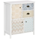 HOMCOM Cómoda para Dormitorio Bohemio con 2 Cajones 3 Compartimentos Diseño Anti-vuelco 68x34x80 cm Blanco