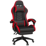 Vinsetto Cadeira Gaming Ergonómica Reclinável 135° de Couro PU com Suporte Lombar Altura Ajustável 65x65x129 cm Preto e Vermelho