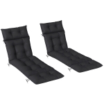 Outsunny Set of Two 190 x 56cm Sun Lounger Cushions - Black