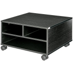 HOMCOM Mobile Porta Stampante a 2 Ripiani in Legno con Ruote per Ufficio e Studio, 47x40x22.5cm, Nero