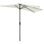 Outsunny Demi-Parasol Ø 2,7 m parasol de balcon 5 entretoises métal polyester crème