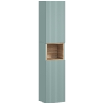 HOMCOM Armario de Baño Alto Estrecha con Estante Abierto y Estantes Ajustables 2 Puertas Acanaladas 30x24x140 cm Verde