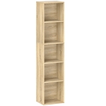 HOMCOM Bibliothèque étagère de rangement 5 niveaux avec étagères réglables pour salon, chambre, bureau, 30x24x133,5cm, naturel