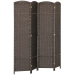 HOMCOM Biombo Separador de Ambientes de 4 Paneles Biombo Plegable 160x170 cm para Salón Dormitorio Oficina Marrón