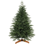 HOMCOM 150cm Artificial Christmas Tree Full Hinged Xmas Tree Solid Pine Wood Stand, Green