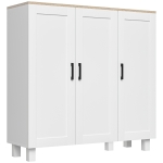 HOMCOM Credenza Cucina in Legno a 3 Ante, Ripiani Regolabili, Stile Minimalista Nordico, 90x30x90cm, Bianco