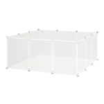 PawHut Pet Playpen DIY Small Animal Cage Open Enclosure Portable Plastic Fence 12 Panels for Hedgehog Guinea Pig White
