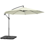 Outsunny Ombrellone Decentrato a 6 Stecche con Manovella e Base a Croce, in Metallo e Poliestere, Ø292x247 cm, Beige