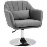 HOMCOM Swivel Accent Chair, Linen Fabric Tub Vanity Chair, Modern Armchair with Adjustable Height and Lumbar Support for Living Room Bedroom Salon Make up Room Dressing Table, Dark Grey