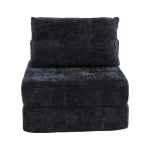 Cozy Convertible Floor Sofa Bed with Button-Tufted Detailing, Soft Chenille Folding Sleeper Couch for Living Room, 180L x 79W x 57H cm, Black