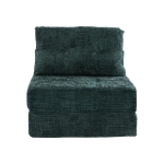 Cozy Convertible Floor Sofa Bed with Button-Tufted Detailing, Soft Chenille Folding Sleeper Couch for Living Room, 180L x 79W x 57H cm, Emerald