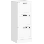 HOMCOM Caisson bureau, meuble rangement bois 3 tiroirs et serrure, barres de suspension réglables, 40 x 40 x 101 cm, blanc