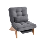 Cozy Reclining Accent Chair with Foldable Ottoman and Lumbar Pillow, Soft Adjustable Lounger for Living Room, 127L x 73W x 90H cm, Dark Gray