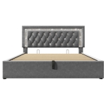 Smart Double Bed with Height-Adjustable Headboard, Stylish Bed Frame for Contemporary Bedrooms, 204L x 145W x 108H cm, Grey
