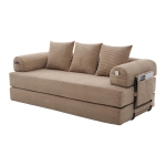 Cozy Compressible Folding Sofa with Detachable Metal Frame, Soft Modular Sectional Couch for Small Apartment, 110L x 33W x 33H cm, Khaki
