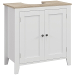 kleankin Waschbeckenunterschrank Badezimmerschrank Unterschrank Schrank mit verstellbarem Regal Weiß+Natur 60 x 30 x 60 cm