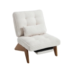 Cozy Reclining Accent Chair with Foldable Ottoman and Lumbar Pillow, Soft Adjustable Lounger for Living Room, 127L x 73W x 90H cm, Beige