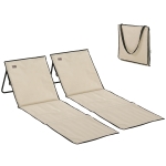 Outsunny Conjunto de 2 Esterillas de Playa con Respaldo Reclinable y Correa de Transporte para Jardín Camping 142x51x40 cm Beige