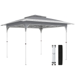 Outsunny Pavillon 3,5 x 3,5 m Wasserdicht Höhenverstellbar Pop-up Faltpavillon mit Ein-Knopf-Aufbau Doppeldach, UV 50+
