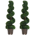 Outsunny Set 2 Plante Artificiale de Buxus în Formă de Spirală pentru Interior și Exterior cu Ghiveci, Ø32x120 cm, Verde