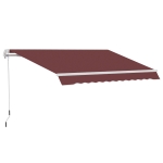 Outsunny Toldo Manual Retrátil 3,5x2,5 m com Ângulo Ajustável Manivela, Estrutura de Alumínio e Proteção UPF30+ Vinho Tinto
