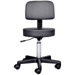 HOMCOM Tabouret massage a roulettes reglable en hauteur pivotant avec dossier ergonomique noir