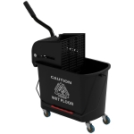 HOMCOM Carucior pentru Curățenie din Plastic PP de 20L cu Găleată și Storcător, 60x27x70.5 cm, Negru