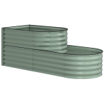 Outsunny Two-Tier Galvanised Steel Garden Planter - Light Green
