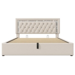 Smart Double Bed with Height-Adjustable Headboard, Stylish Bed Frame for Contemporary Bedrooms, 204L x 145W x 108H cm, Beige