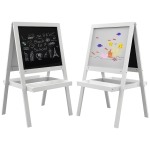AIYAPLAY Tableau chevalet enfant 2 en 1 face ardoise magnétique et face tableau noir à craie blanc