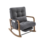 Cozy Rocking Chair with Adjustable Footrest and Side Pocket, Soft Corduroy Glider Armchair for Nursery, 92L x 80W x 70H cm, Gray