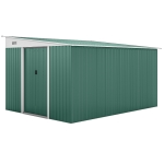 Outsunny Garden Metal Storage Shed Outdoor Metal Tool House with Double Sliding Doors and 2 Air Vents, 11.3x9.2ft, Green