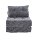 Cozy Convertible Floor Sofa Bed with Button-Tufted Detailing, Soft Chenille Folding Sleeper Couch for Living Room, 180L x 79W x 57H cm, Gray