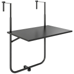 Outsunny Balkontisch, für Geländer 6-15cm Dicke, verstellbar, rostfreies Metall, 62x60x85,5cm, Schwarz