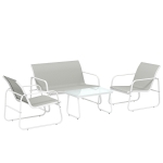 Outsunny Conjunto de Jardim Exterior de 4 Peças com Sofá de 2 Lugares, 2 Poltronas e Mesa de Vidro Temperado, Tecido Textilene Cinzento Claro
