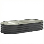 Outsunny Galvanised Raised Garden Bed, Metal Planter Box with Safety Edging, for Flowers, Herbs, Succulents, Dark Grey