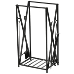 HOMCOM Porte bûches - Range bûches Serviteur de cheminée - Multi Accessoires étagère 46L x 30l x 76H cm Acier Noir