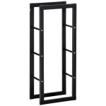 HOMCOM Kaminholzregal Metall 40 x 25 x 100 cm Brennholzregal Stapelhilfe Stahlrahmen bis 100kg Kaminholzunterstand Outdoor Holzregal Feuerholzregal für Garten Terrasse Außen Schwarz